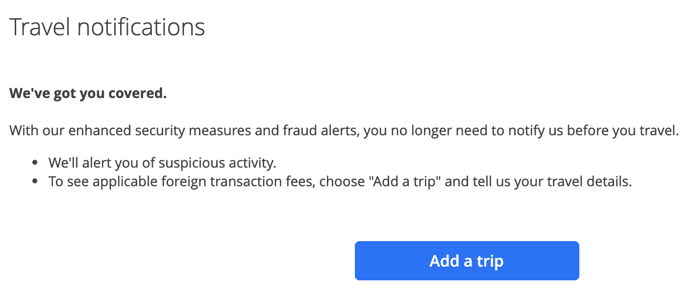set travel alert chase app
